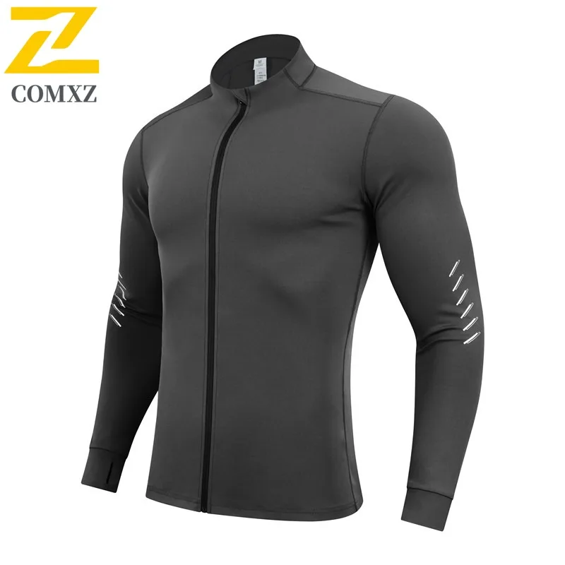 

COMXZ Quick Dry Men Jacket Casual Stand Collar Outdoor Running JacketsSolid Color Training Lightweight Autumn Windbreaker