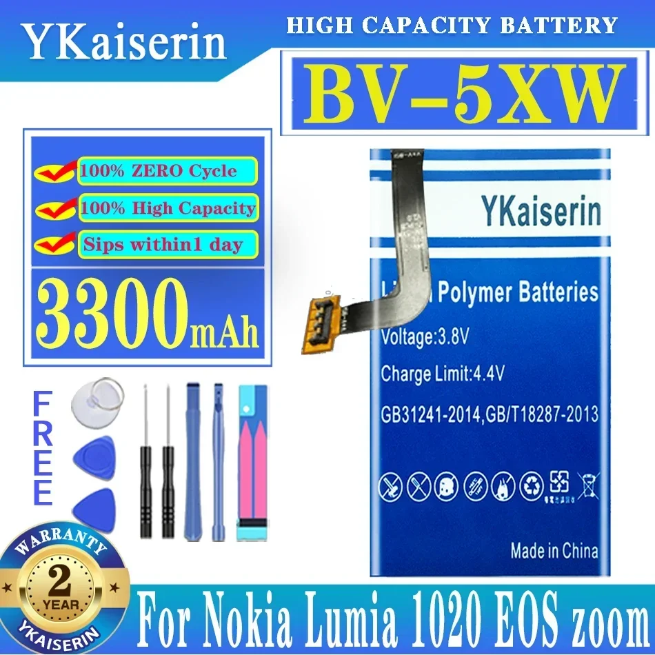 YKaiserin 3300mAh BV-5XW Replacement Battery For Nokia Lumia 1020 EOS RM-877 RM 876 875 877 1020 RM-876 RM-875 Batteries