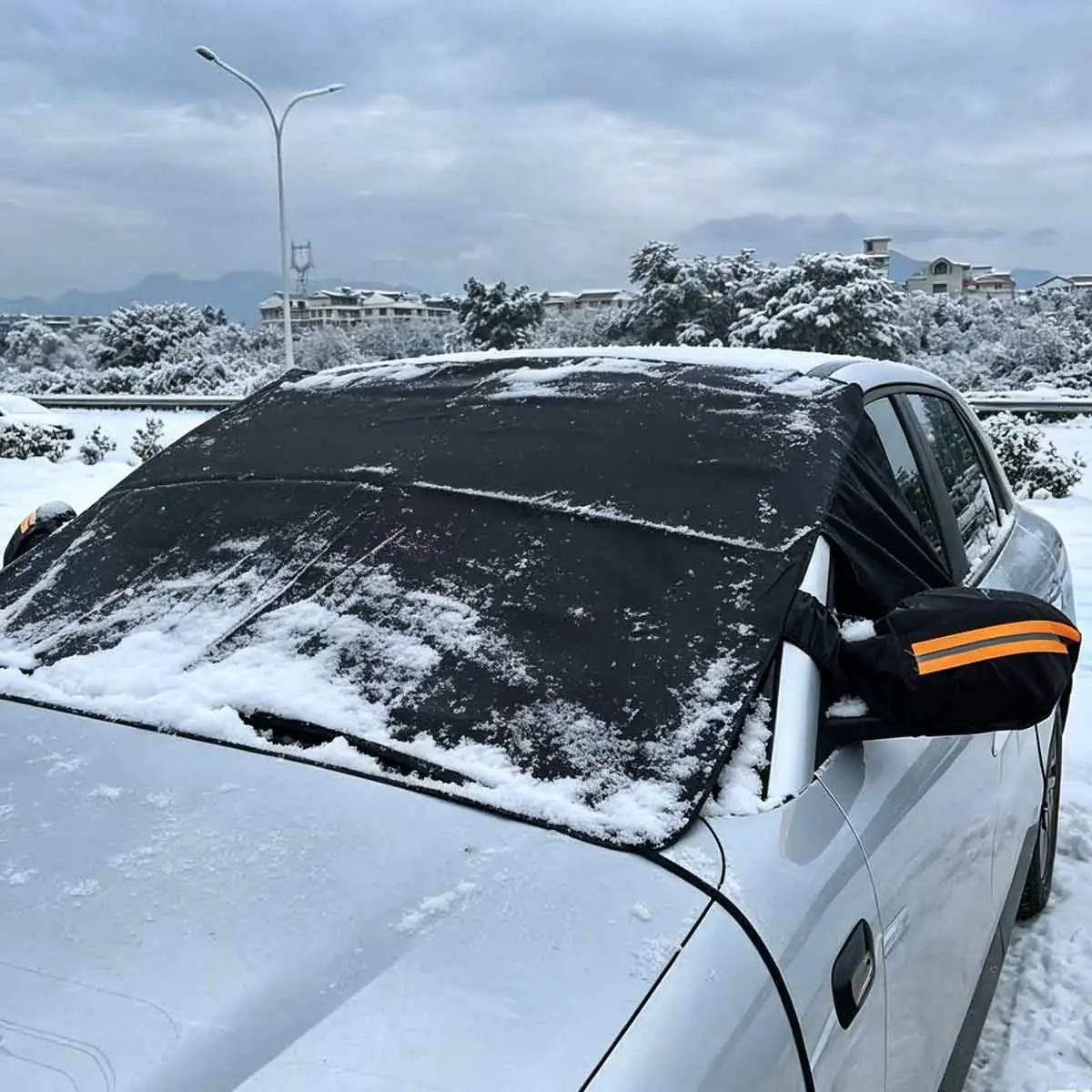 All-Season Windshield & Side Window Cover for Car/Small SUV, Ice Snow Frost Guard with Mirror Protection, Anti-Freeze Car Cover