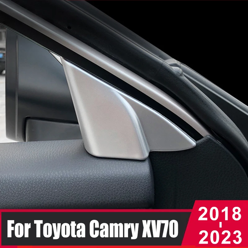 For Toyota Camry 70 XV70 2018-2020 2021 2022 2023 Carbon Fiber Car Front Door Window Inner Triangle A Colum Cover Stickers Trim