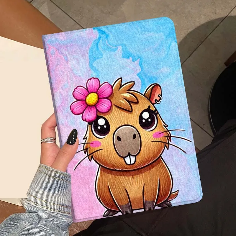 كابيبارا الملونة الكرتون القط ل ممن لهم الوسادة 2 3 4 Neo Air SE X Pro 10.36 11 11.4 11.61 12.1 13.2 بوصة 2025 حافظة كمبيوتر لوحي قابلة للطي