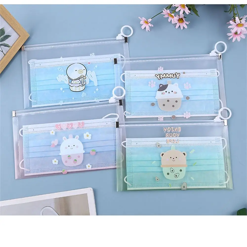 Portable Dustproof Disposable Holder Organizer Student Face Masks Save Bag Cartoon Mask Storage