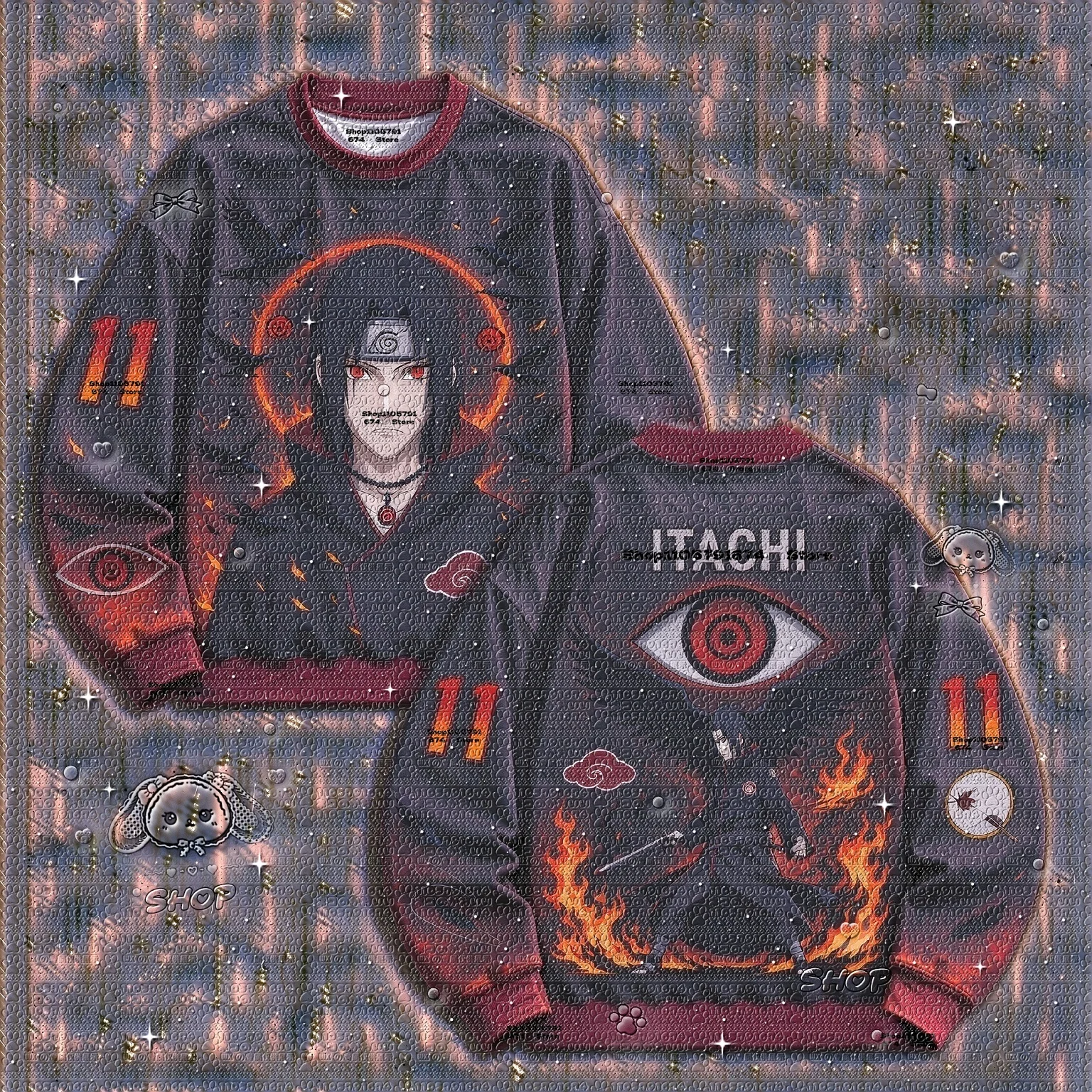 Naruto Akatsuki Crewneck Sweatshirt Autumn Winter Anime Unisex Streetwear Fan Collection Top FamilyMatching