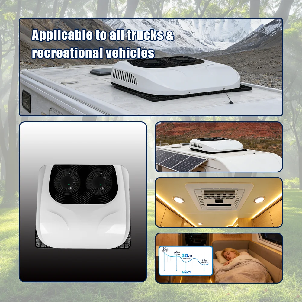 

12V DC Air Conditioner for Truck Parking Split Electric AC Unit, Quiet A/C Inverter Cooling for Semi-Truck Trailer