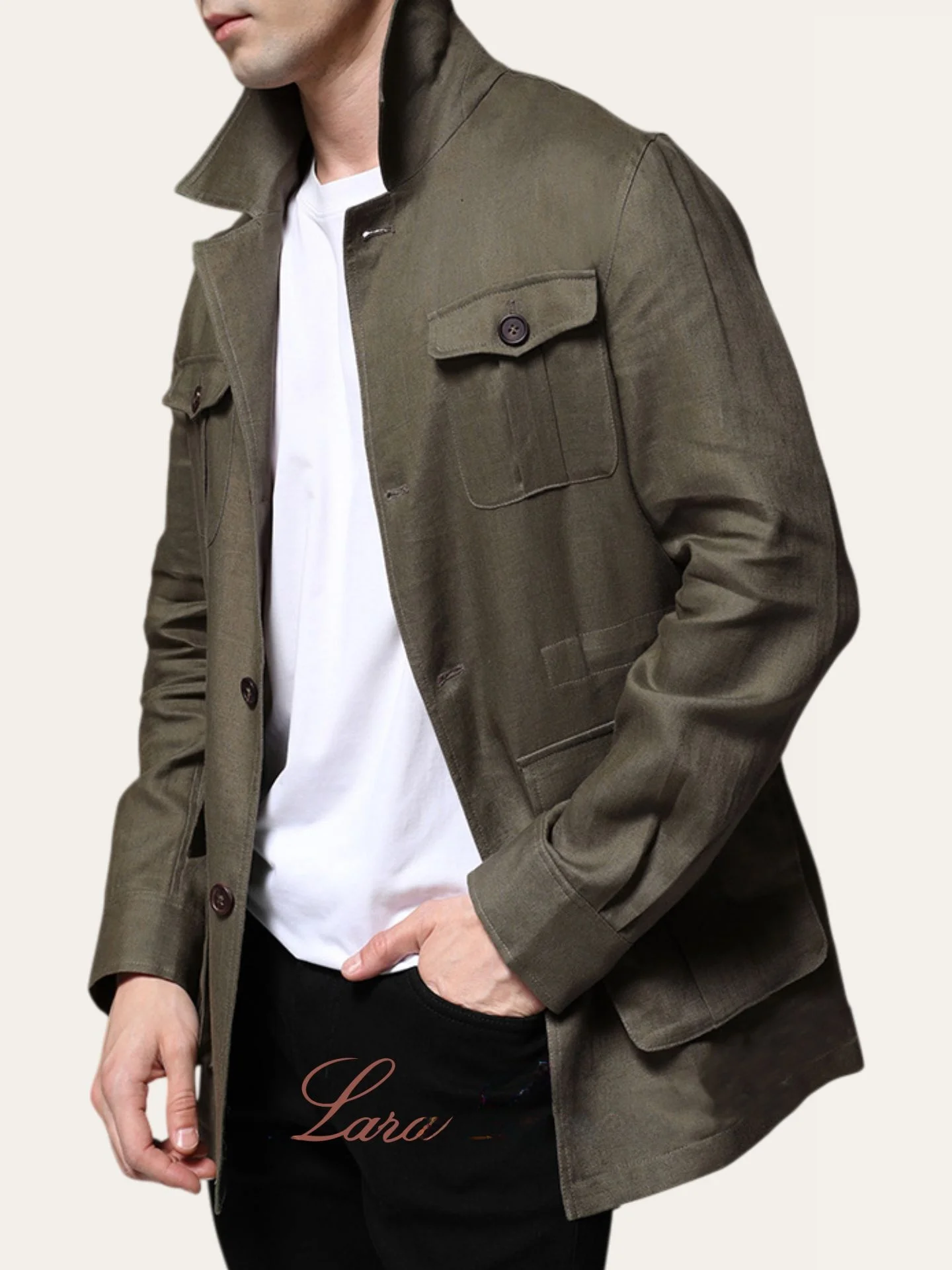 

Мужская льняная куртка American Sle Hunting Jaet, однотонная, класса люкс, винтажная, весенне-осенняя, новая, дышащая, с длинными рукавами