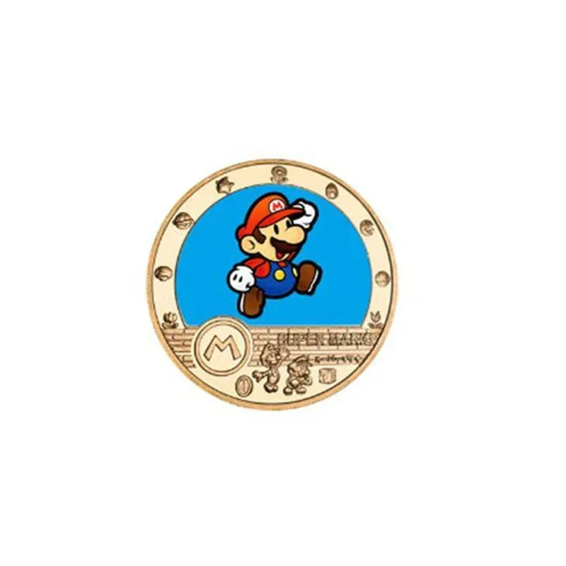 Game Super Mario Bros Commemorative Coins Cartoon Anime Banknote Collection Figure Cards Children Birthday Christmas Gift Toys