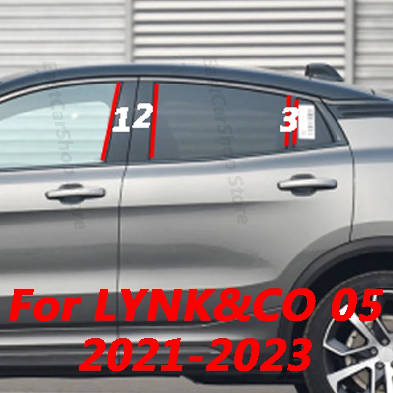 For LYNK&CO 05 2021-2023 Car B C Pillar Middle Central Column PC Window Decoration Strip Sticker Cover Accessories