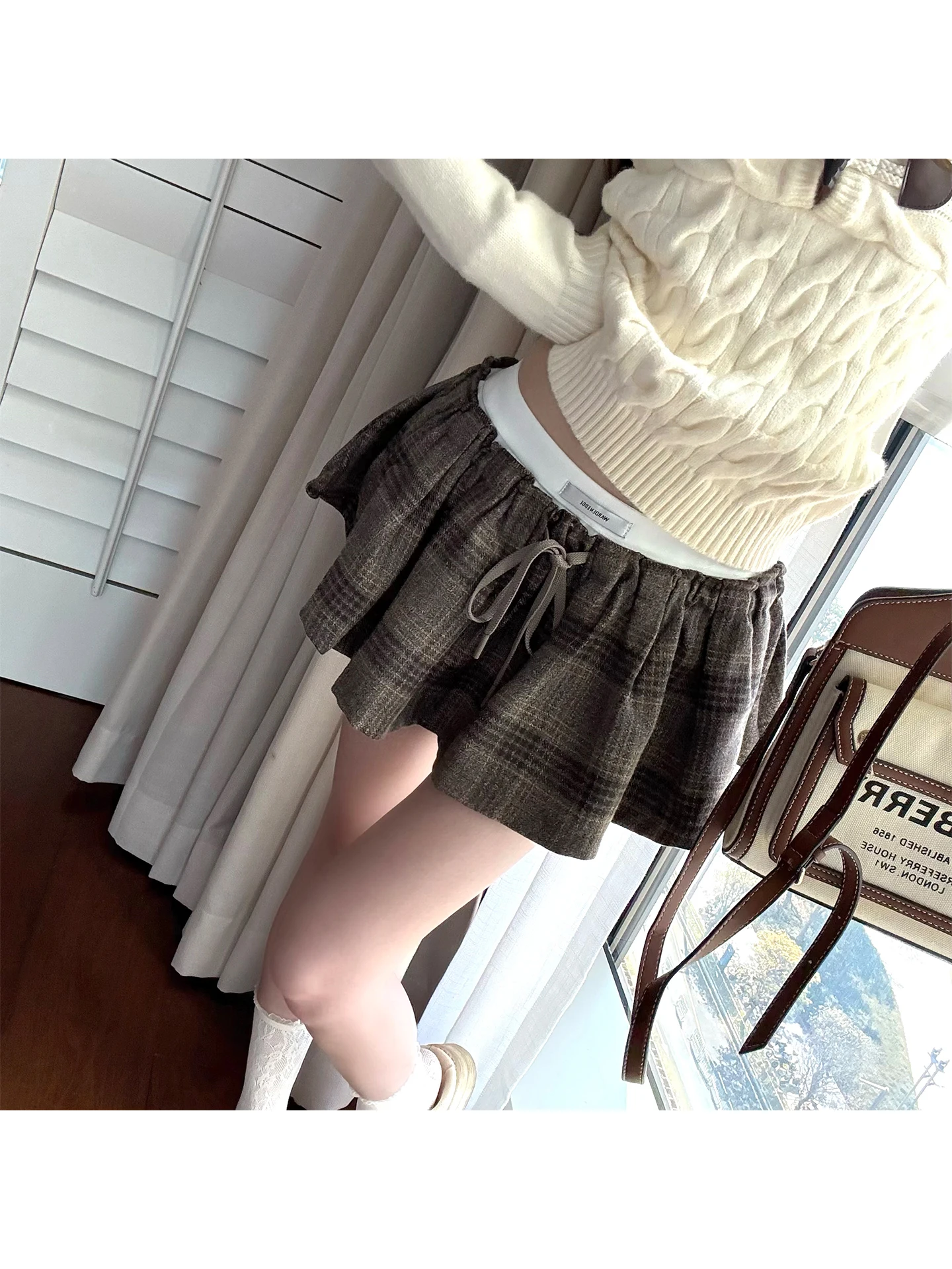 

Юбка Titi Little Sister Anne: круглая, трапециевидная, женская, с двойным поясом, винтажная, с низкой талией, в клетку, короткая, повседневная, стильная