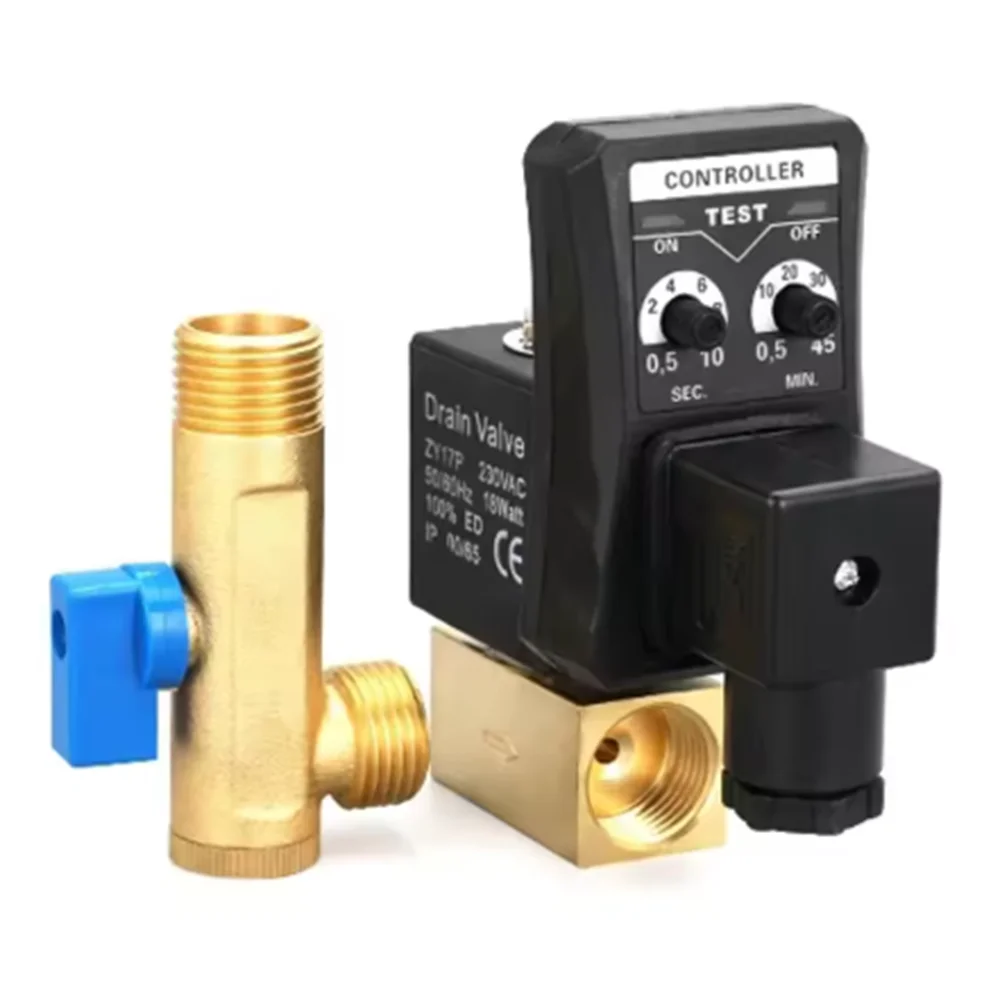Magnetventil OPT-A OPT-B G1/2 Timed Auto Drain Valve with Solenoid Timer Controller Coil for Air Compressor Auto Drain Valve Pneumatik — Detail 2