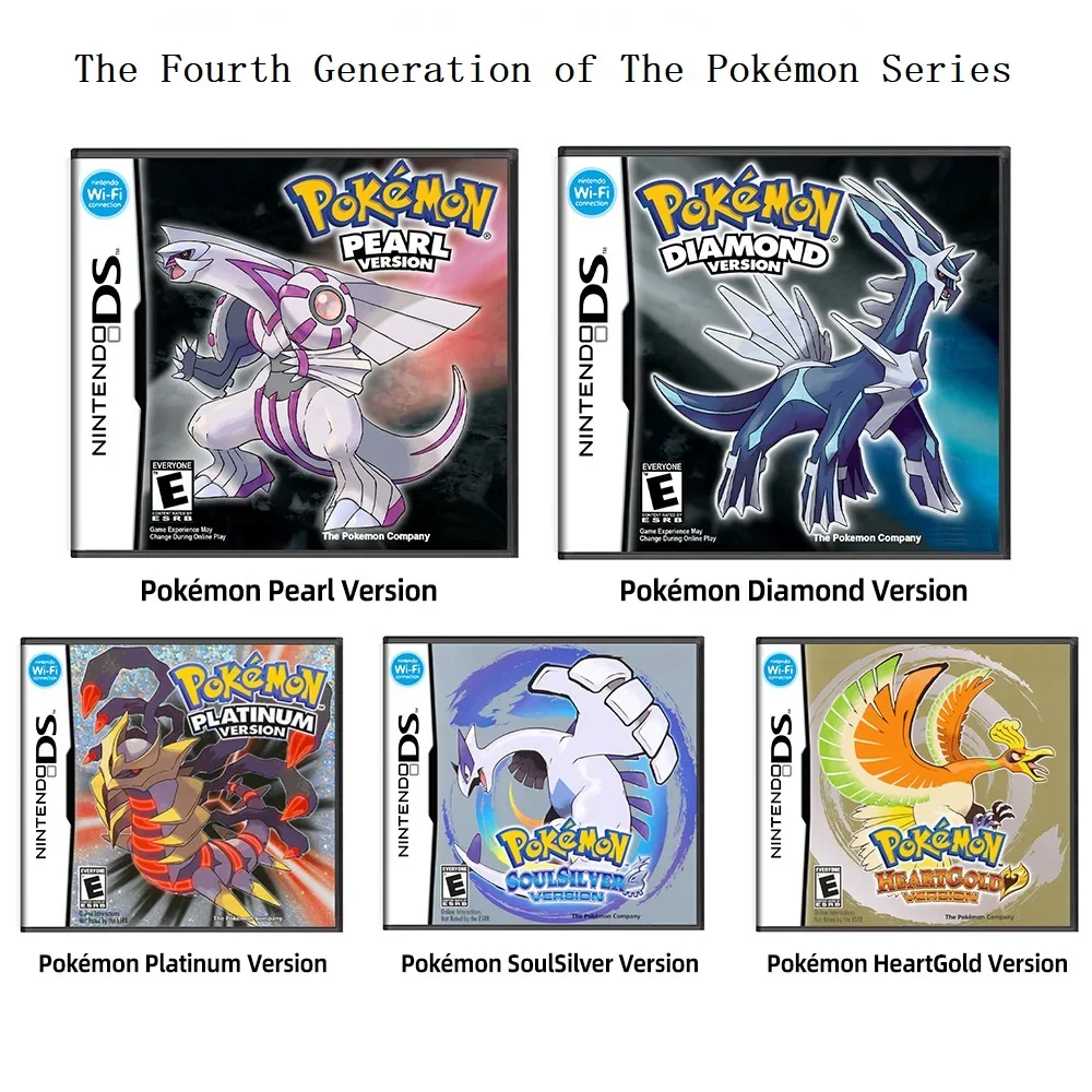 Pokemon Series NDS Game Cartridges Video Game Console Card Single Card Black Boxed Pokémon Soul Silver  US Version English Game