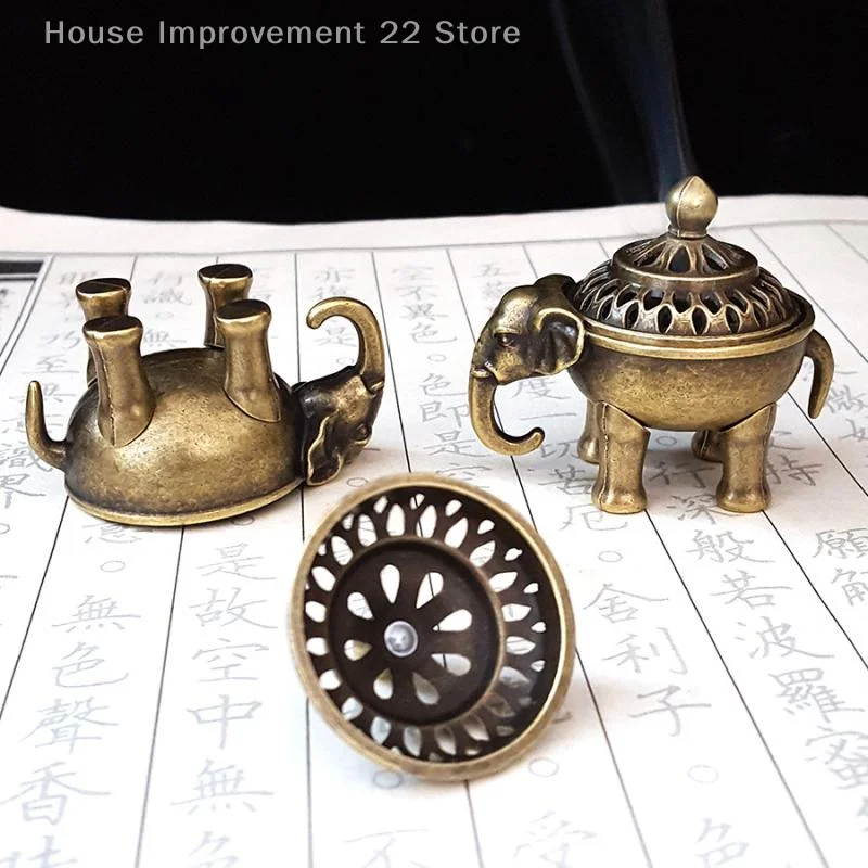 Elephant Lucky Incense Burner Metal Lotus Incense Burner Bowl Incense Holder With Handle Yoga Meditation Home Decor AncientStyle