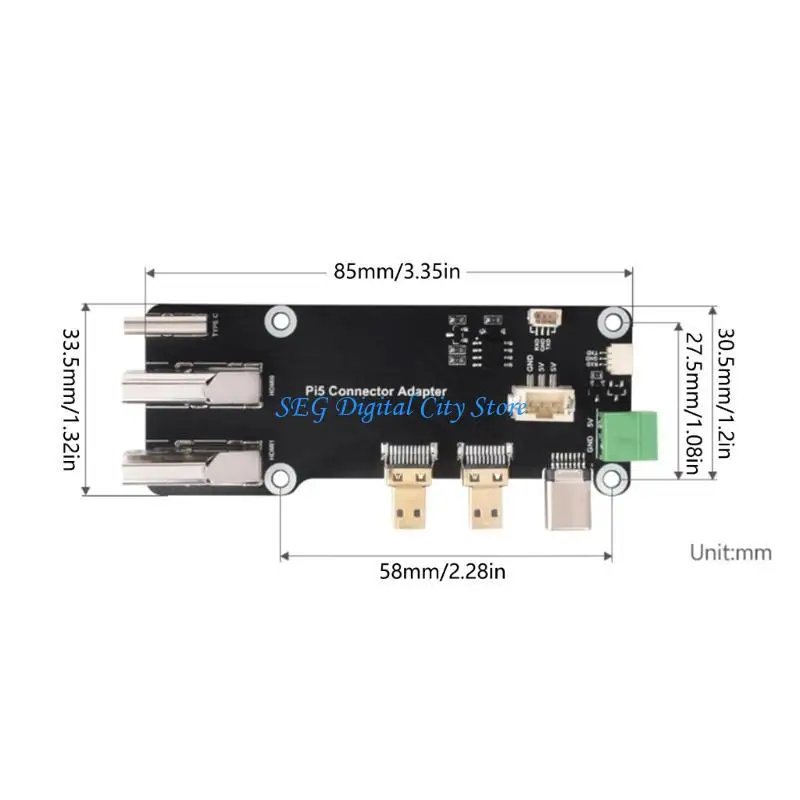U75B-Adapterplatine, multifunktional, anwendbar für RPi5/4B Video- und Höradapter