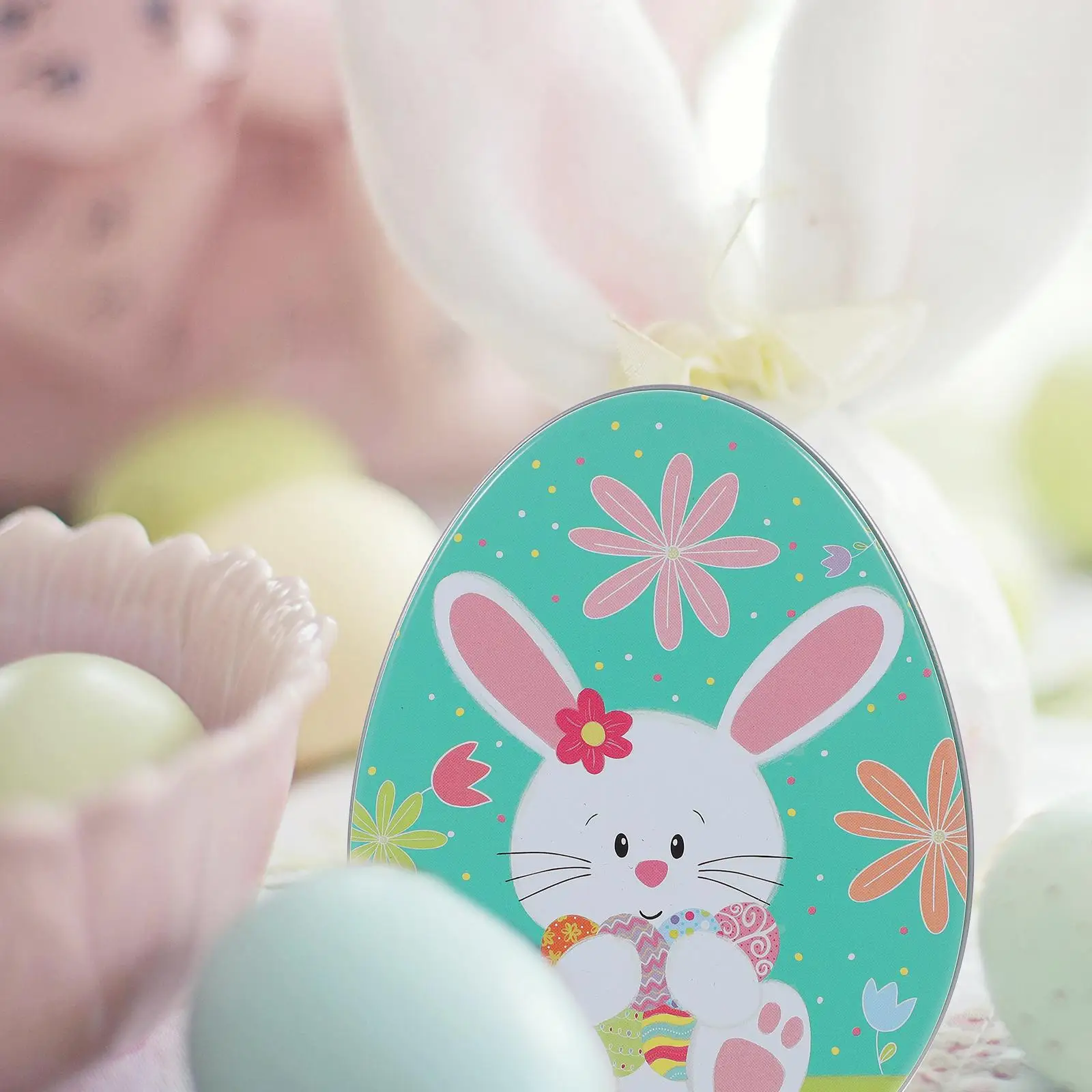 2Pcs Easter Box Iron Gift Packaging Flat Treat Container Storage Case Cookie Box Sweets Candy Container Holder