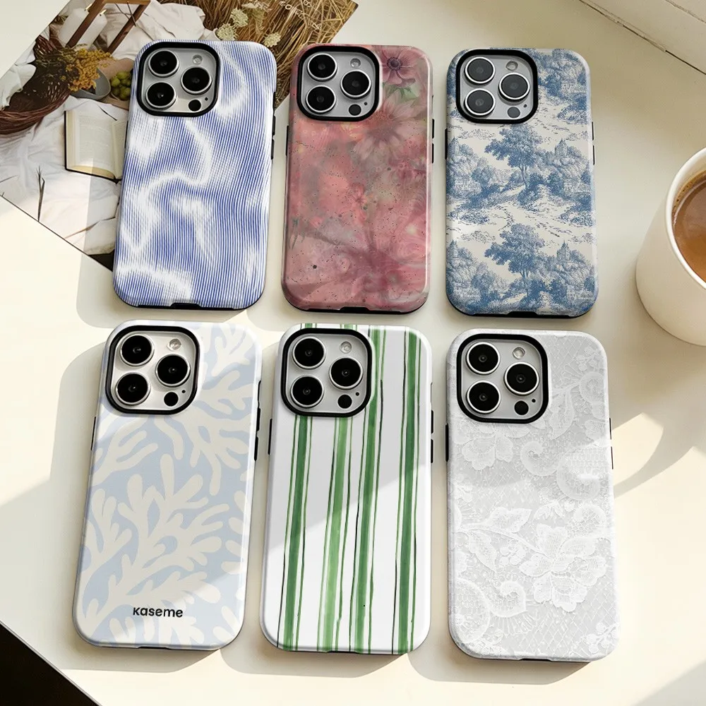 Clmj Art Stripes Phone Case for Samsung Galaxy S20 S22 S23 S24 S25 S26 FE Plus Ultra Edge 4G 5G Luxury Double-layer Back Cover