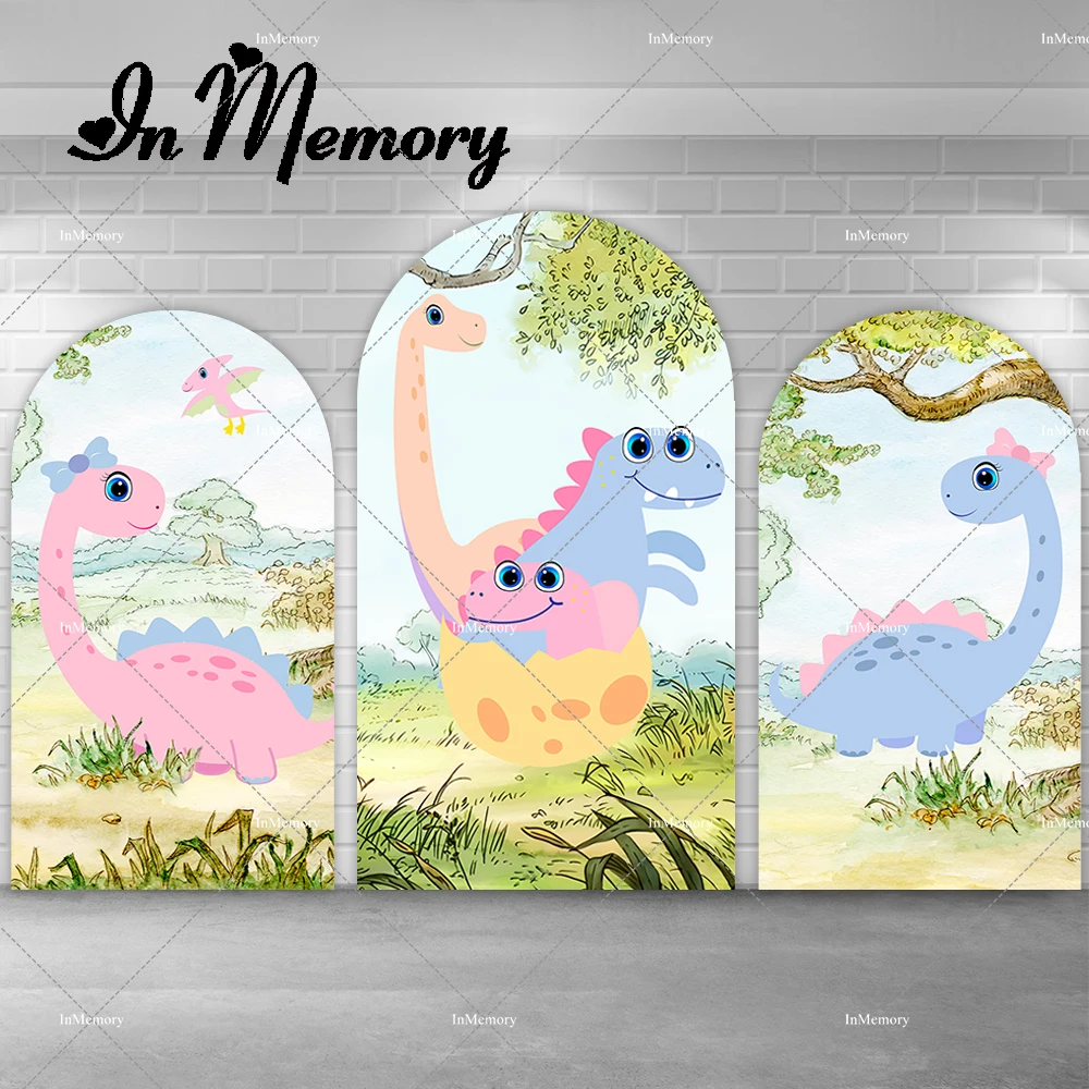 

Cartoon Girls Dinosaur Theme Birthday Party Arch Backdrop Cover Chiara Wall Party Decoration Kids Baby Shower Banner Doubleside