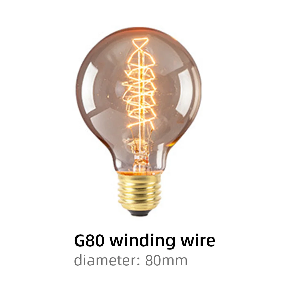 Lâmpada do filamento de Edison, lâmpada espiral incandescente, ampola retro, lâmpada do vintage, A60, ST58, ST64, T10, T45, T185, G80, G95, 220V, 40W, E27