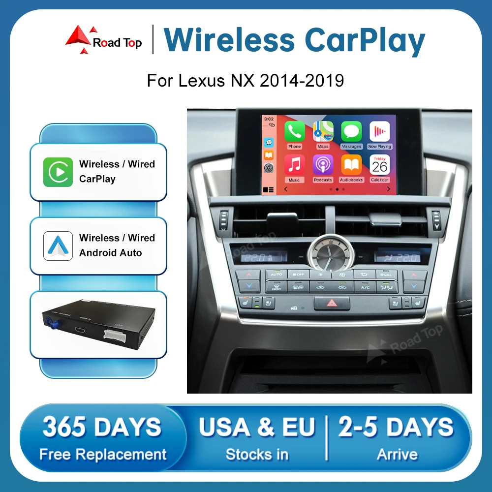 

Road Top Wireless Apple CarPlay for Lexus NX 2014-2019, with Android Auto Mirror Link AirPlay Car Play Navigation USB Functions