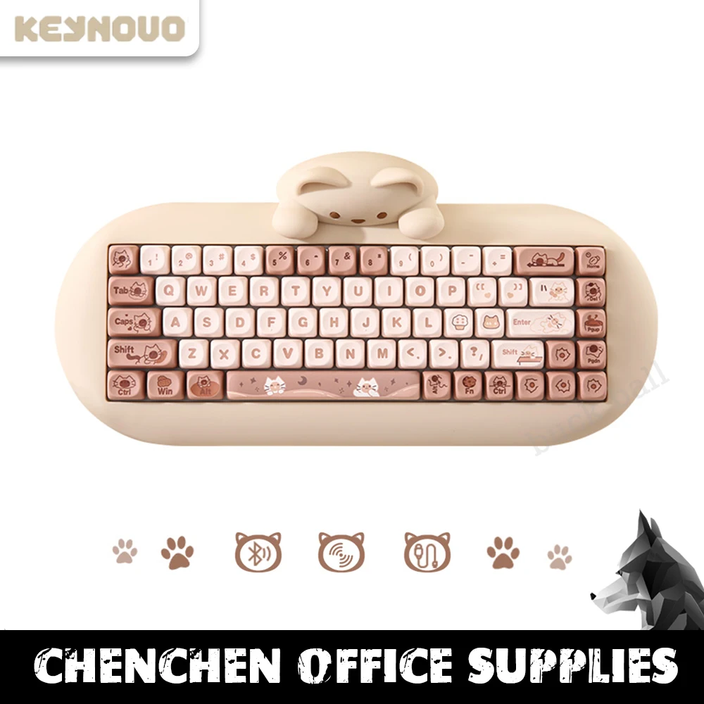 

Keynouo C68 Gaming Mechanical Keyboard 3mode Wireless Hot-Swap Keyboards Cute Moa Keycaps Rgb Girl Office Keyboards Mac iPad Win