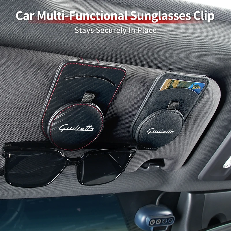 Car Sun Visor Organizer Sunglasses Storage Clip Card Holder Accessories For 159 Giulietta Giulia 147 Mito 156 166 GT