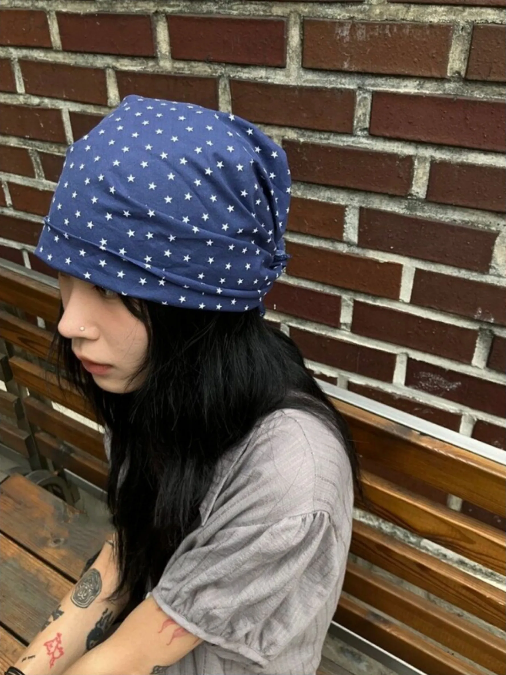 

Японский шарф Harajuku Sle со звездным принтом, многофункциональный платок, поясной ремень, хлопок, полиэстер, геометрический узор, молодежная мода