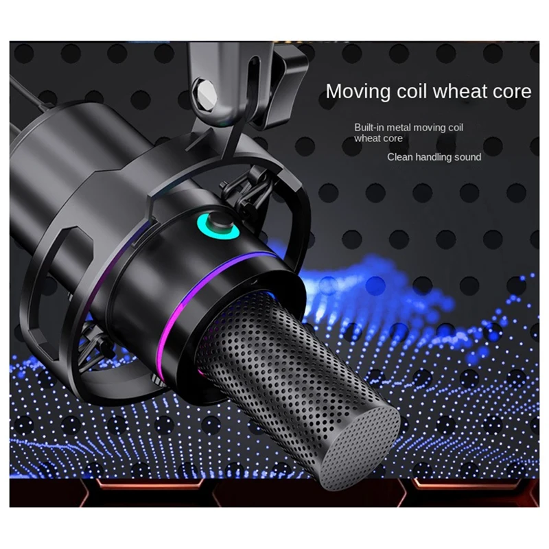 HFES XLR USB ميكروفون ديناميكي مع دعامة تسجيل الدبلجة للاتصال بطاقة الصوت لعبة الغناء المباشر للكمبيوتر