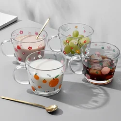 Cute Glass with A Cup for Household Breakfast Cups Thickened Milk Cup with Graduated Cup