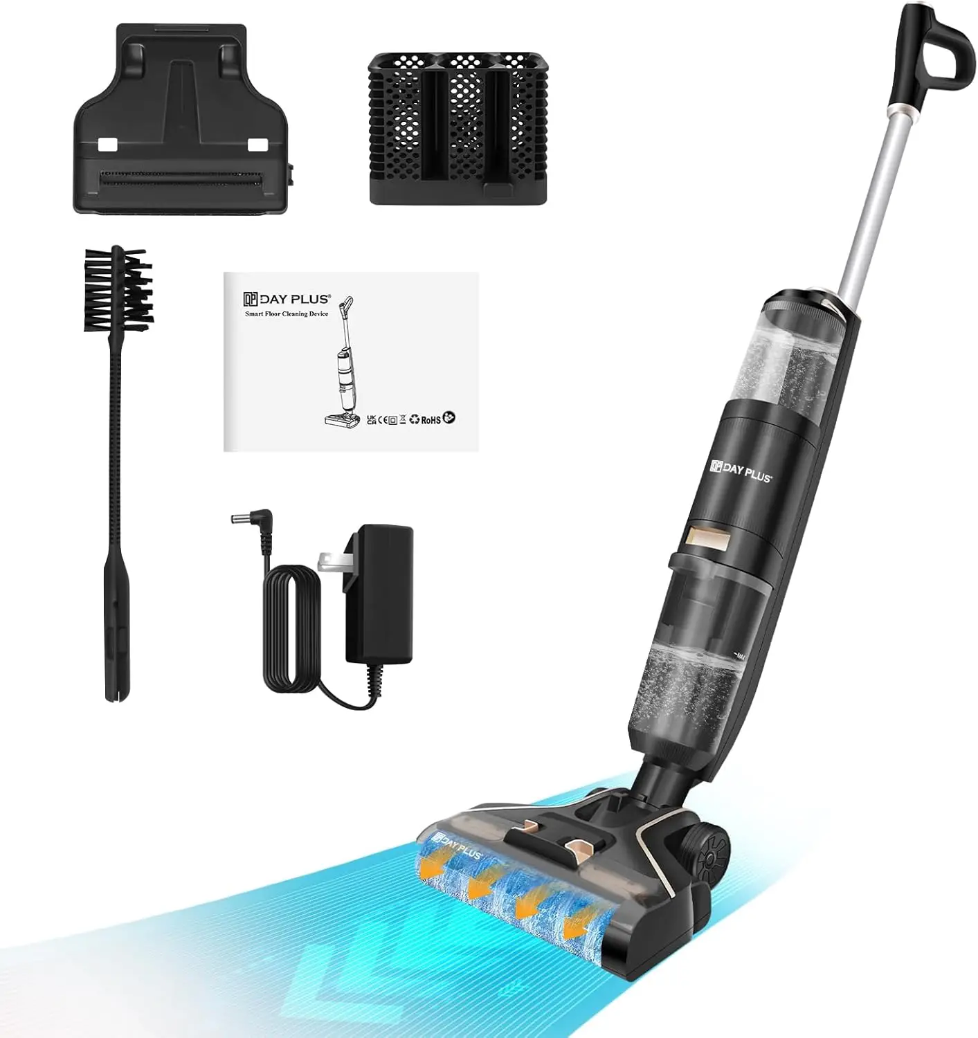 Vacuum Mop Combo for Hard Floor/Area Rugs/Pet Hair/Sticky Messes, Wet Dry Vacuum Cleaner with Water Spray and 2 Suction