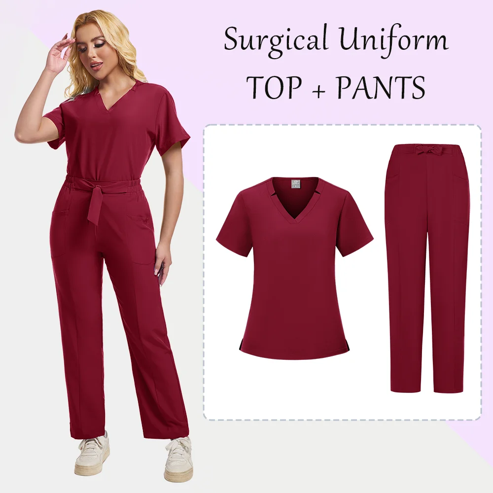 Surgical Uniforms Woman Nursing Enfermeria Sets Top Pant Articles Medical Uniform Scrub Clinical Beauty Salon Spa Hospital Suits