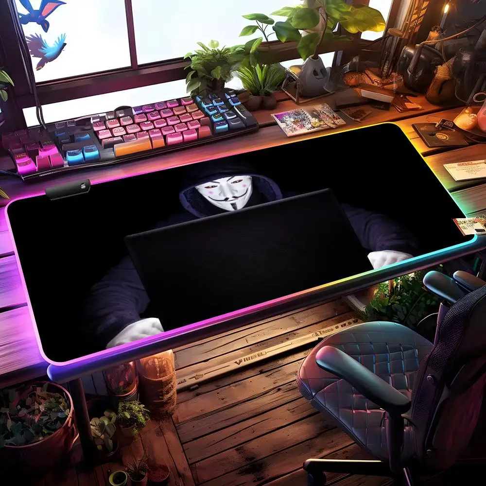 Hacker Mouse Pad RGB Gaming Mouse Pad Desk Mat HD Gamer Large LED Light XXL MousePads
