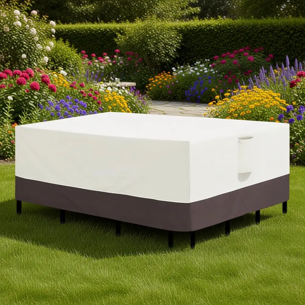 

Чехол для садовой мебели 126x63 см, водонепроницаемый, устойчивый к УФ-излучению, для уличных столов и стульев, для секционных диванов, бежевый/коричневый