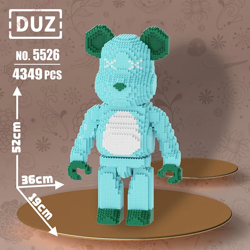 

Giant Fluid Violence Bear Cartoon Love Violent Bear Bearbrick Colour Model Building Block Micro Diamond Bricks Kids Toy Gift Set