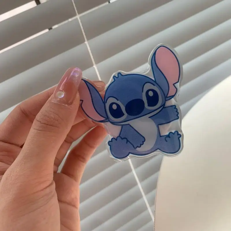 Kawaii Disney Stitch Mobile Phone Airbag Holder Cartoon Sticky Desktop Lazy Holder Retractable Folding Mobile Phone Accessories