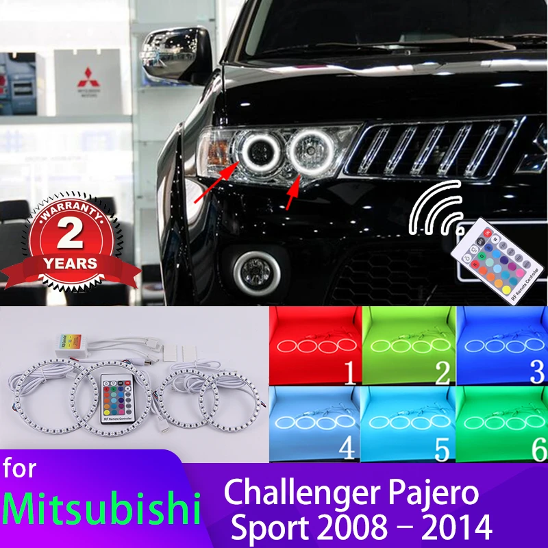 

RGB multi-color RF Remote Control Halo Rings DRL LED Angel Eyes Kit For Mitsubishi Challenger Pajero Sport 2008-2014 Retrofit