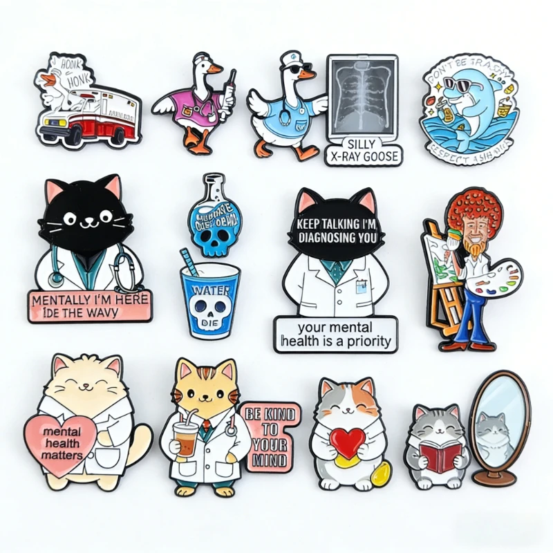Pines Enamel Pin Fun Medical Goose Brooch Funny Doctor Goose  Ambulance Goose Badge Cute Cartoon Lapel Pins Badges Metal