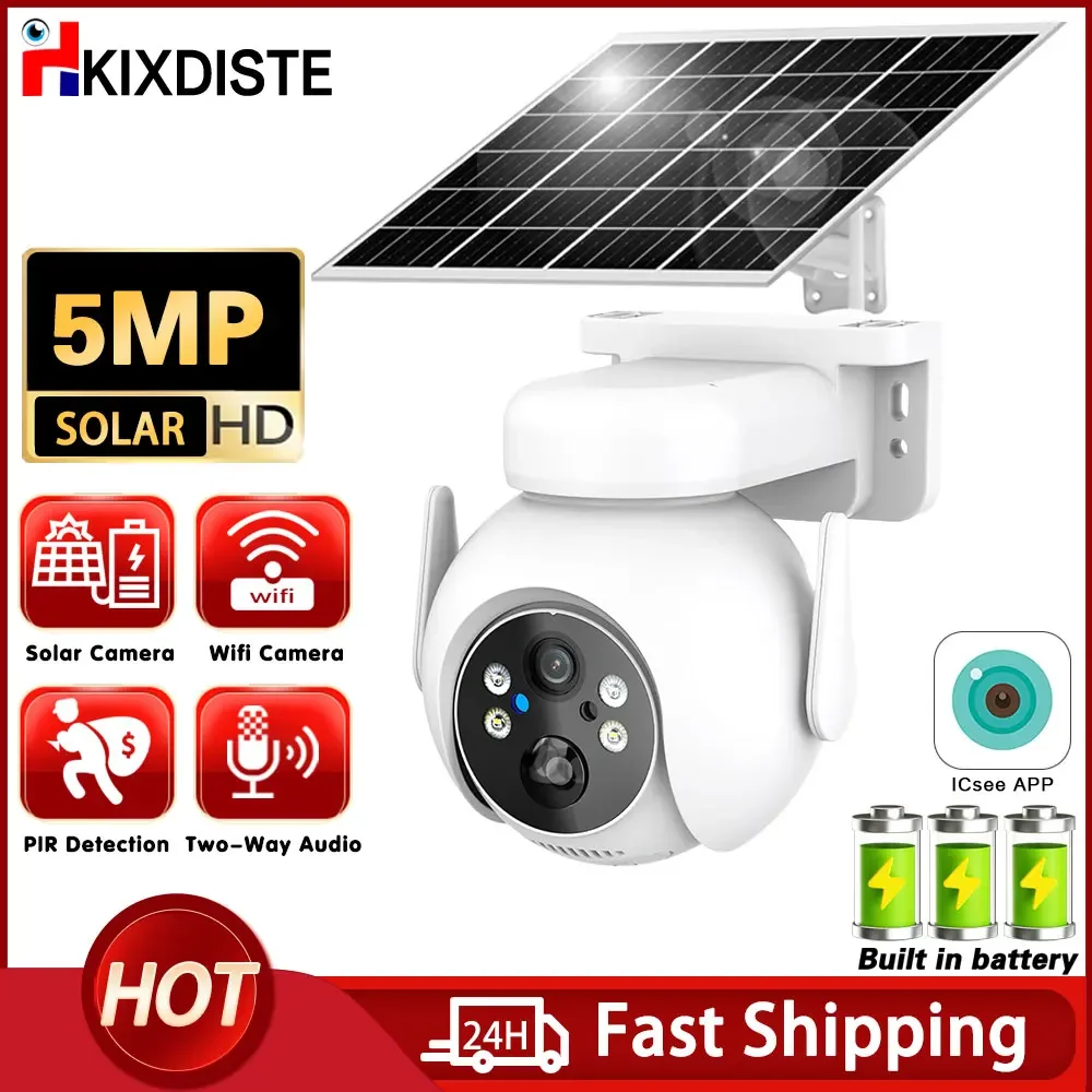 

5MP Solar PTZ IP Camera WiFi Humanoid Detection Outdoor Color Night HD Smart Home Security Protection IP CCTV Video Surveillance