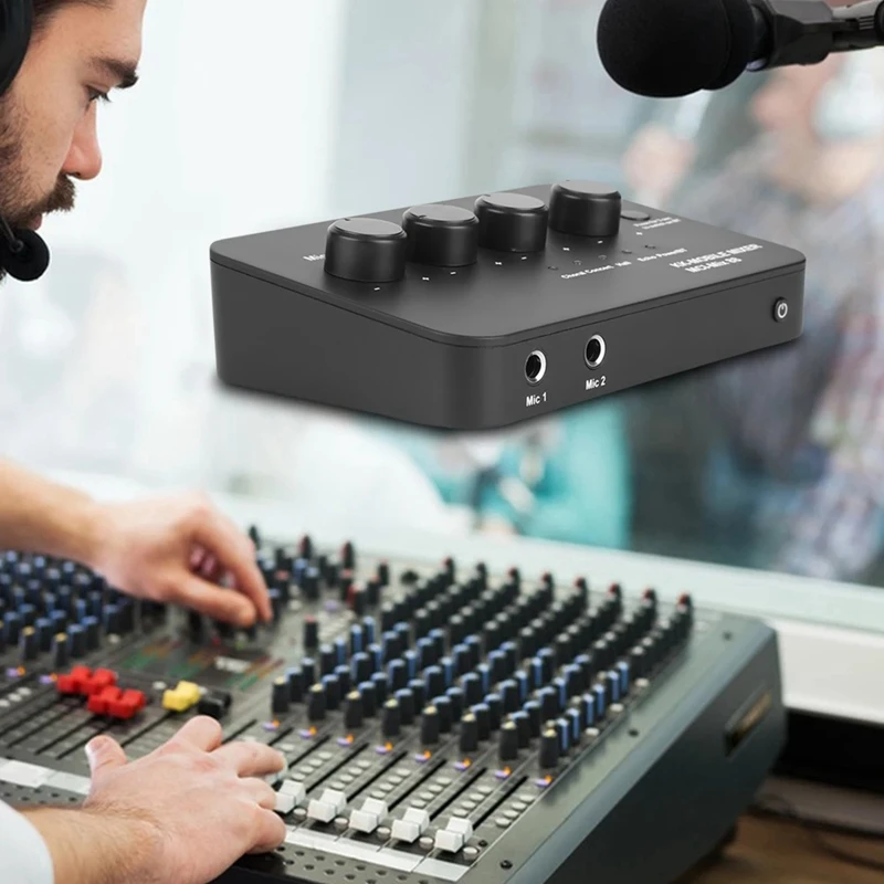 ABSQ-Digital Audio Sound Machine AUX IN/OUT BT Connection Dual Mic Inputs Karaoke Sound Mixer For Karaoke Smart TV PC Speaker