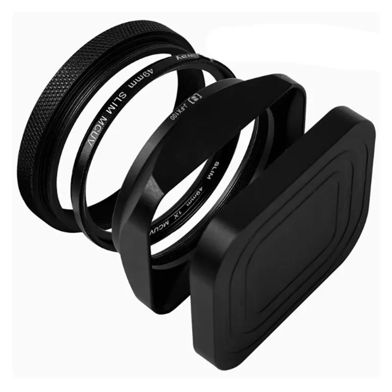 LXYB18B Square Shading Hood For Fujifilm X100VI X100V X100F Lens Filter Adapter Ring Metal Mount Accessory