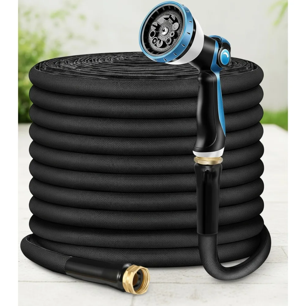 

100ft Flexible Garden Hose with 10-Function Nozzle, Lightweight Tangle-Free Rust-Proof for Yard & Outdoor Use