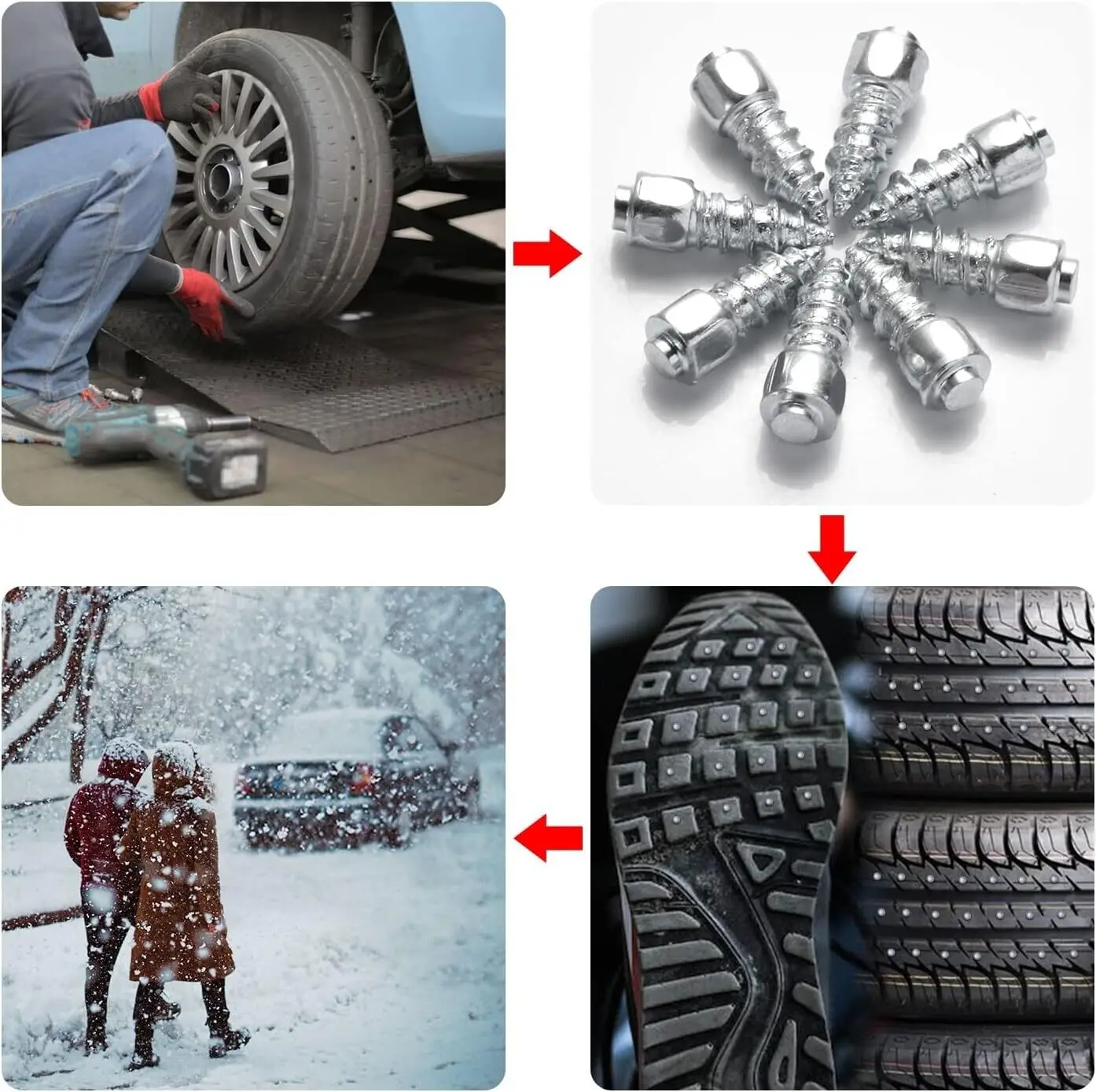 100 Pieces 12mm Tire Anti-slip Screws Wheel Snow Studs Anti Skid Falling Spikes Winter Emergency for Car Motorcycle Bicycle