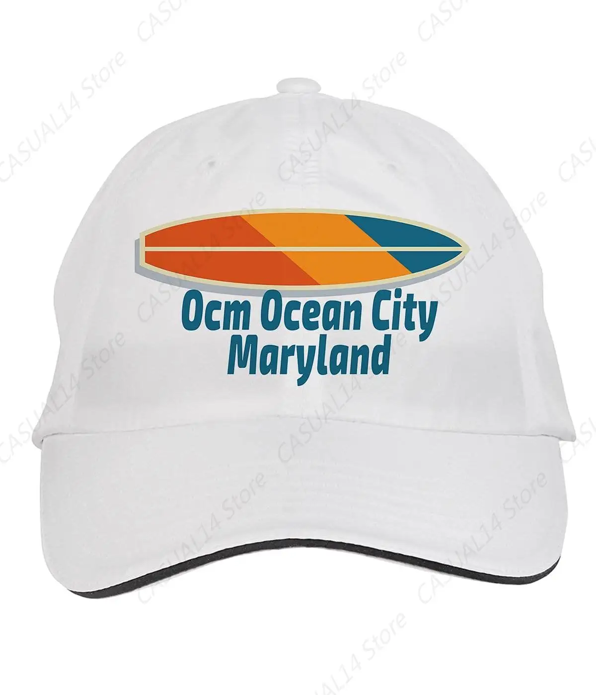 Ocean City Maryland Surf Surfing Beach Hat Adjustable Cap Unisex White