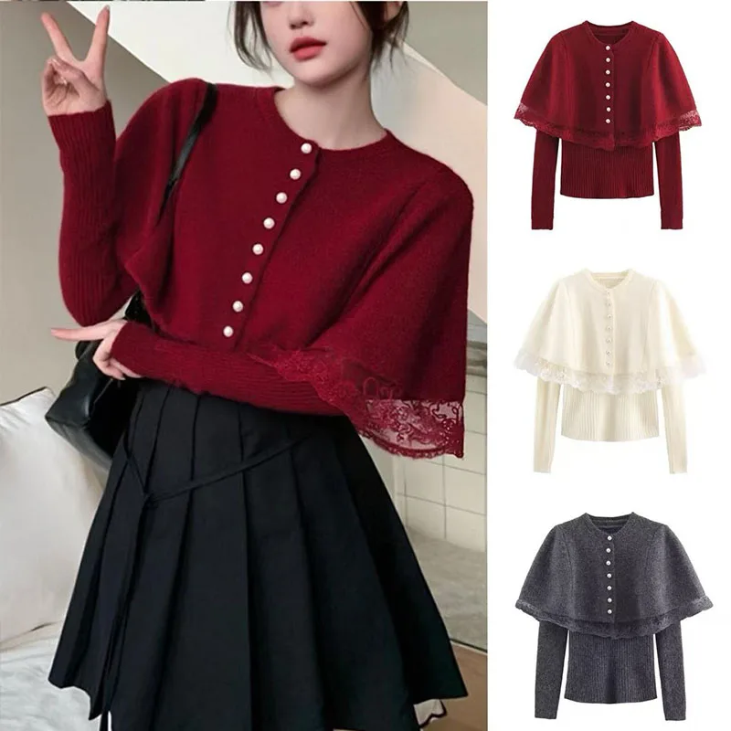 

2025 Autumn/Winter New Women's Fashion European and American Style Versatile Long-Sleeve Two-Piece Knit Sweater Set