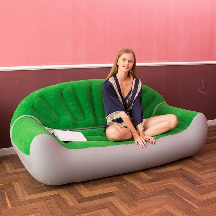 Double Flocking Lazy Seat Bed Outdoor Inflatable Mattress Chair and Sofa