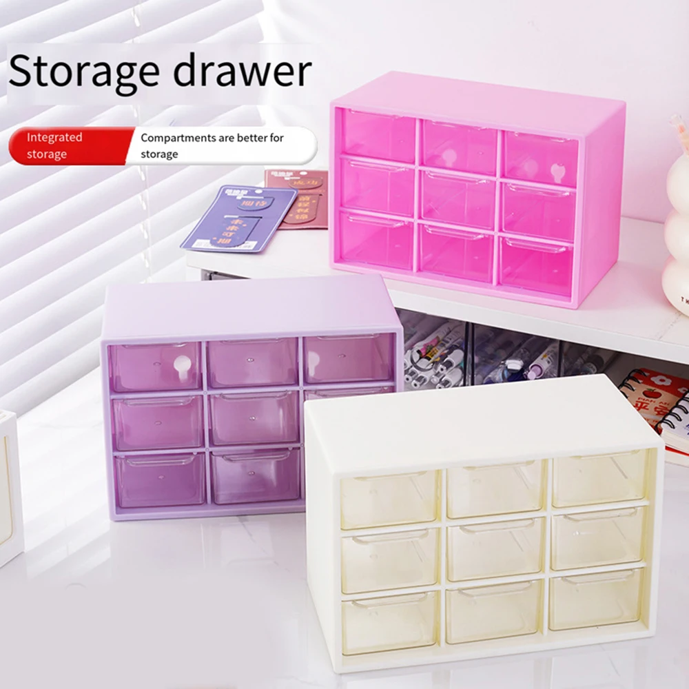 

9 Grid Desk Organizer Small Drawer Sundries Classification Storage Box Transparent Stationery Organizer Drawer Desk Accessories