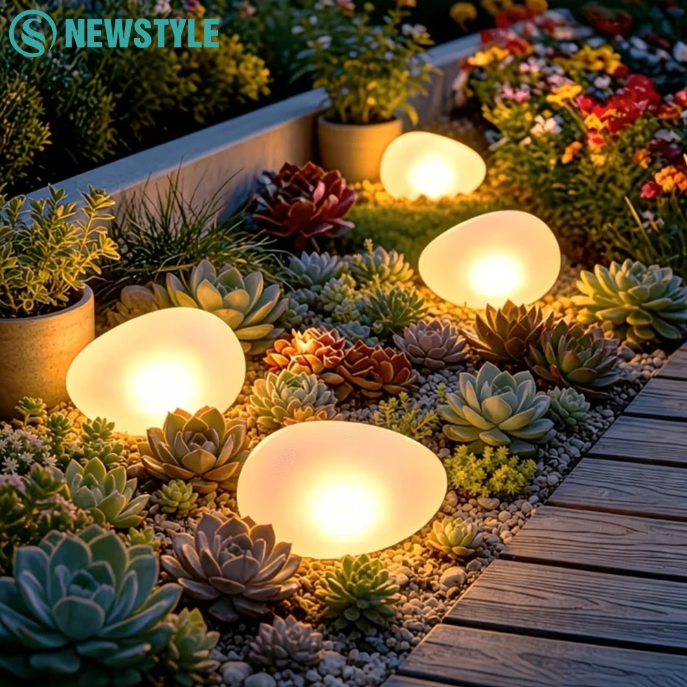 Outdoor Lighting Art - Outdoor Solar Pebble-shaped Solar Lamp Cobblestone
