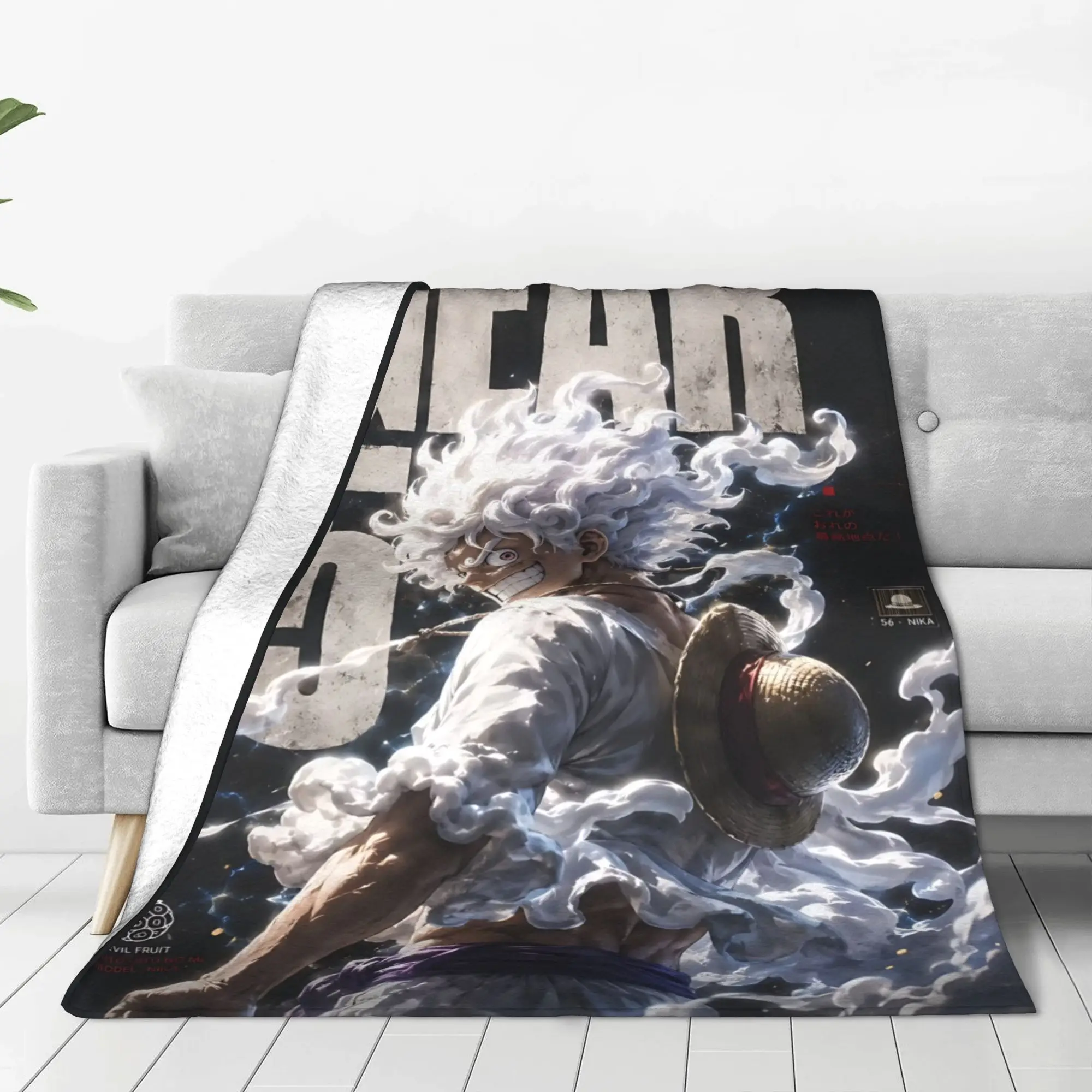 1PC home Cutecore One Piece Anime LUFFY Gear 5  Blanket Super Cosy Plush Home Living Room Sofa halloween