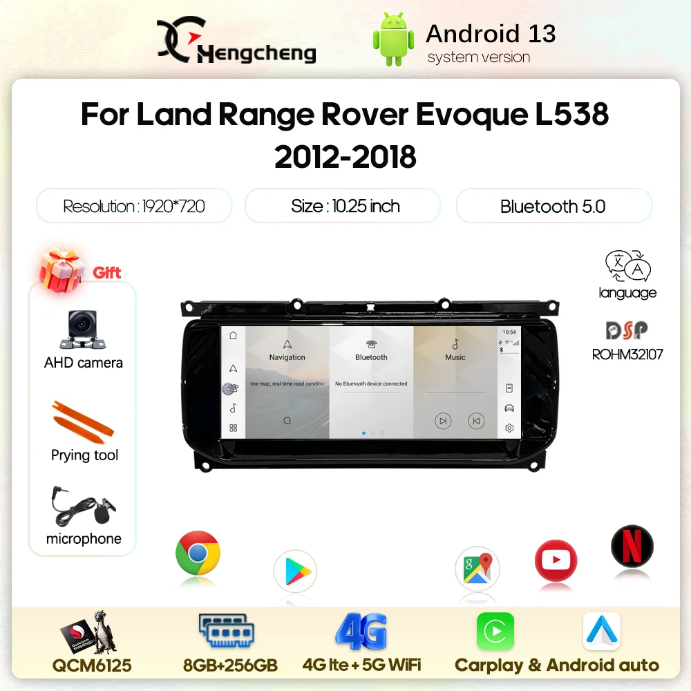 

10.25" Android13 For Land Range Rover Evoque L538 2012-2018 Car Multimedia Video Player GPS Navigation Auto Radio Carplay 4G 360