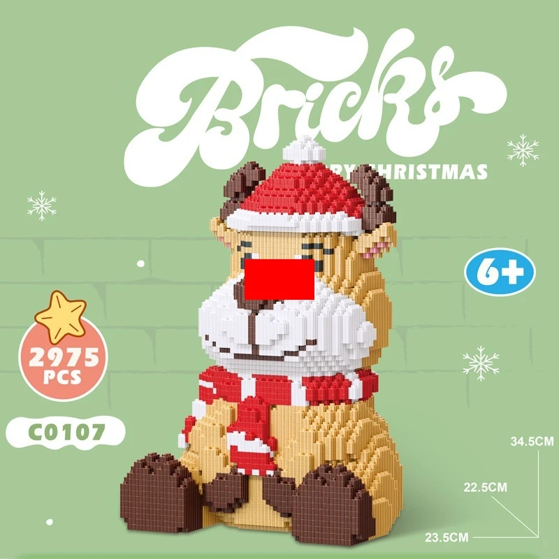 Regalo de Navidad 35cm Santa Claus Elk montaje bloques de construcción muñeco de nieve árbol de Navidad modelo ornamento juguete de bloques de construcción caja de regalo