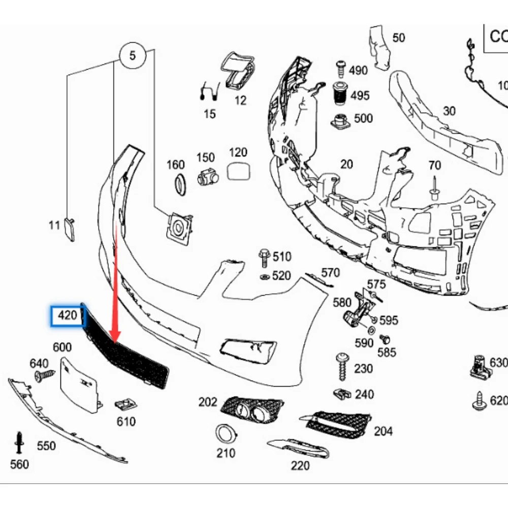 Przednia grill zderzaka dla Mercedes Benz R- Class W251 R350 OEM 2518850553