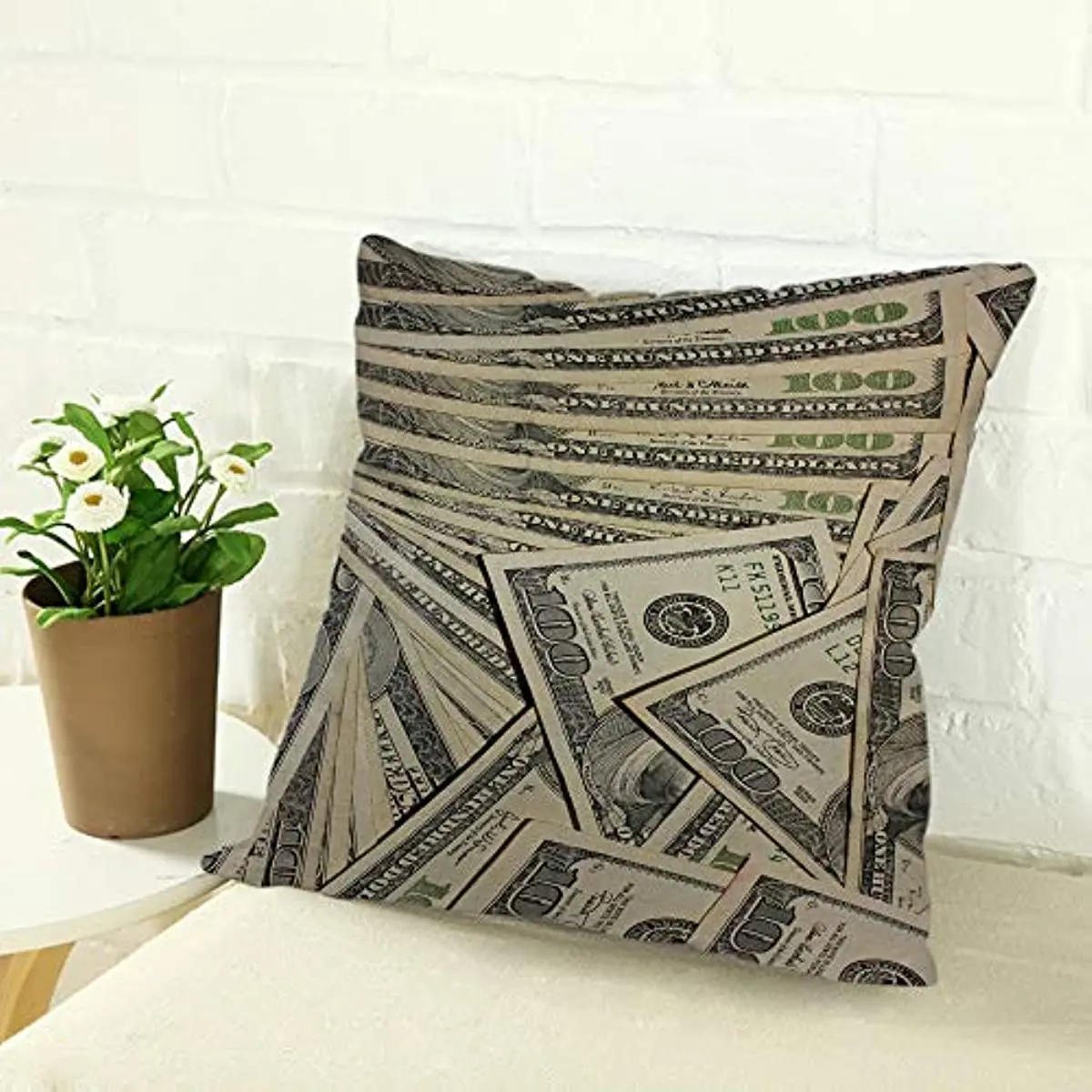 Us Dollar Currency Money Hundreds of 100 Dollar Bills Throw Pillow Covers Cases for Couch Sofa Bed Home Decor