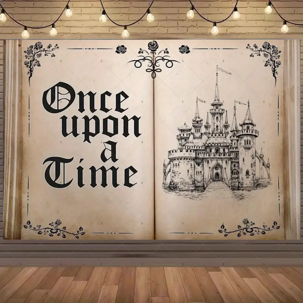 ذات مرة القلعة خلفية خرافة الكتب موضوع خلفية راية حفل زفاف الديكور استحمام الطفل التصوير الدعامة #6